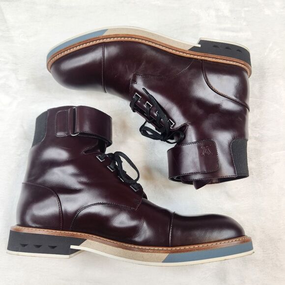 Louis Vuitton Men's Dark Whiskey Red Sword Leather Ankle Strap Boot Sz 8.5 - Picture 5 of 16